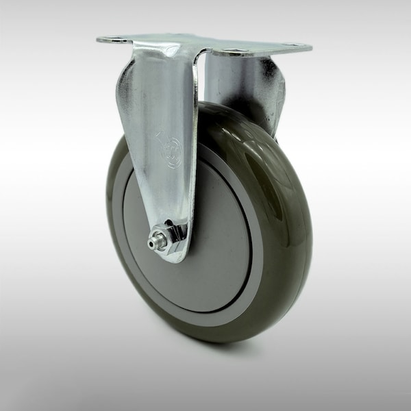 5 Inch SS Gray Polyurethane Wheel Rigid Top Plate Caster